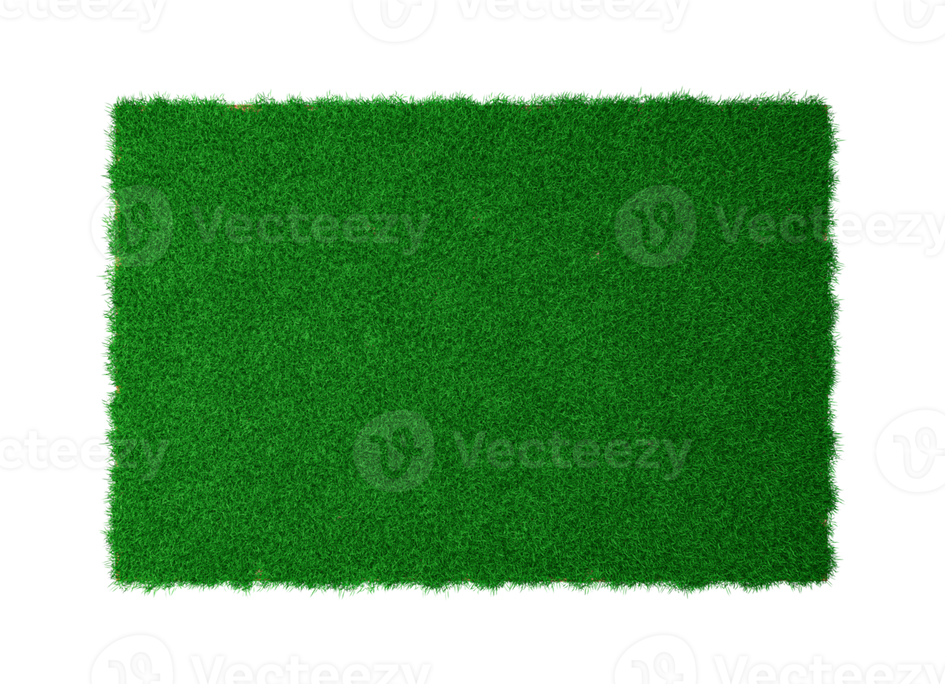 Top View Square green grass, soil land geology cross section earth mud cut away isolated 3D Illustration png