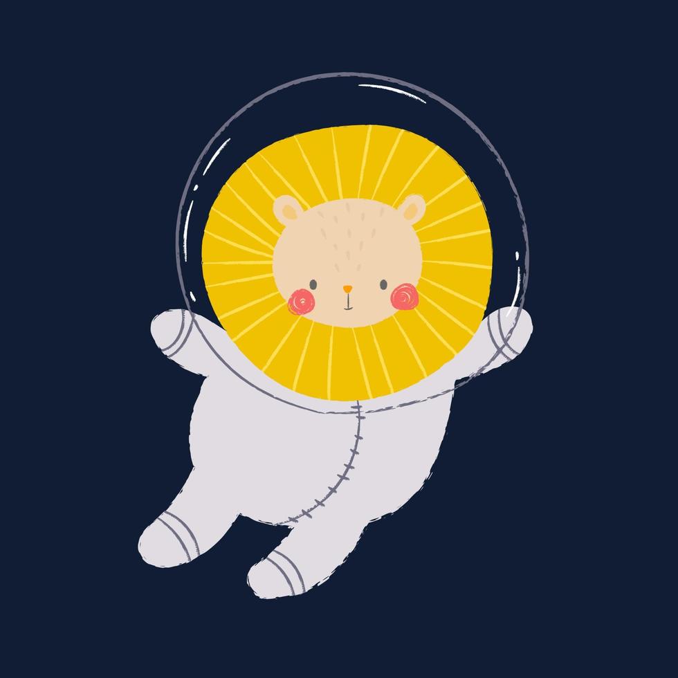 space vector clipart with cute animals, childish illustration