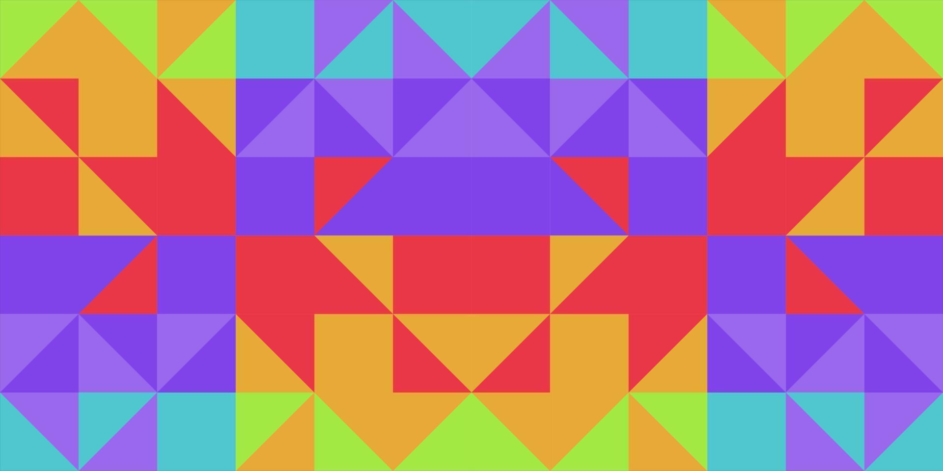 geometric pattern background, vector abstract circle, triangle and square line art. Yellow, blue, red and green colors, trendy pattern background