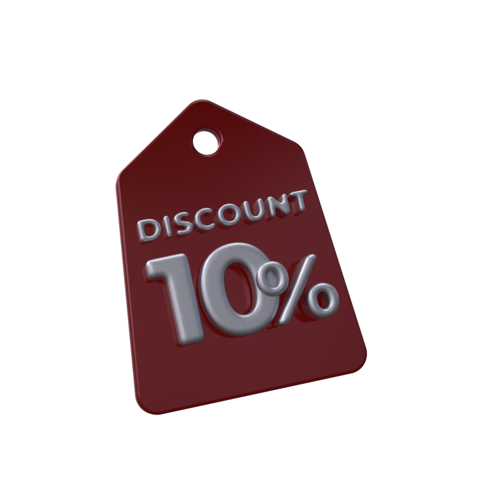 discount price tag 3d render transparent background png