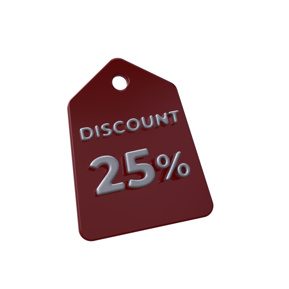 discount price tag 3d render transparent background png