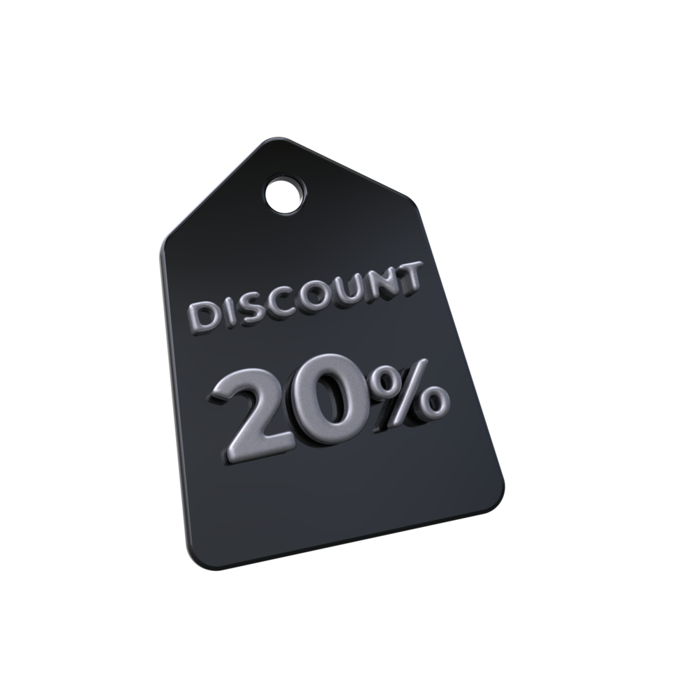 discount price tag 3d render transparent background png