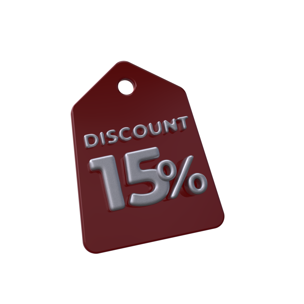 discount price tag 3d render transparent background png