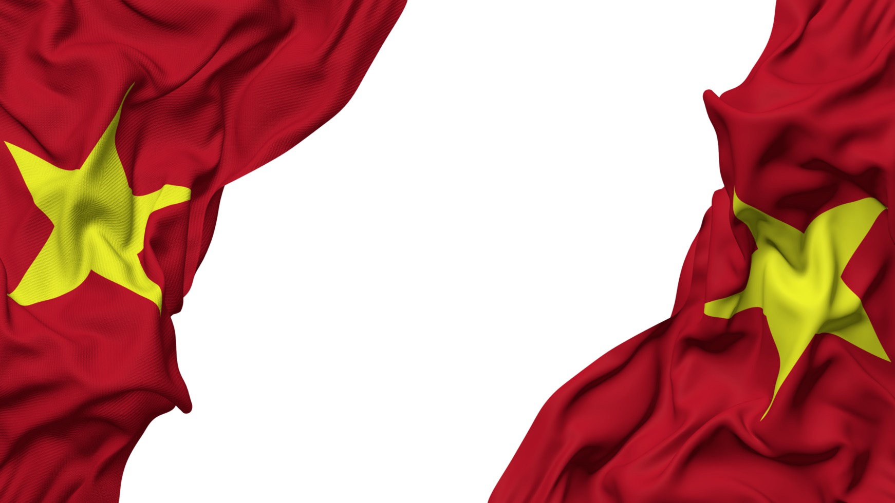 Vietnam Flag Cloth Wave Banner in the Corner with Bump and Plain Texture, Isolated, 3D Rendering png