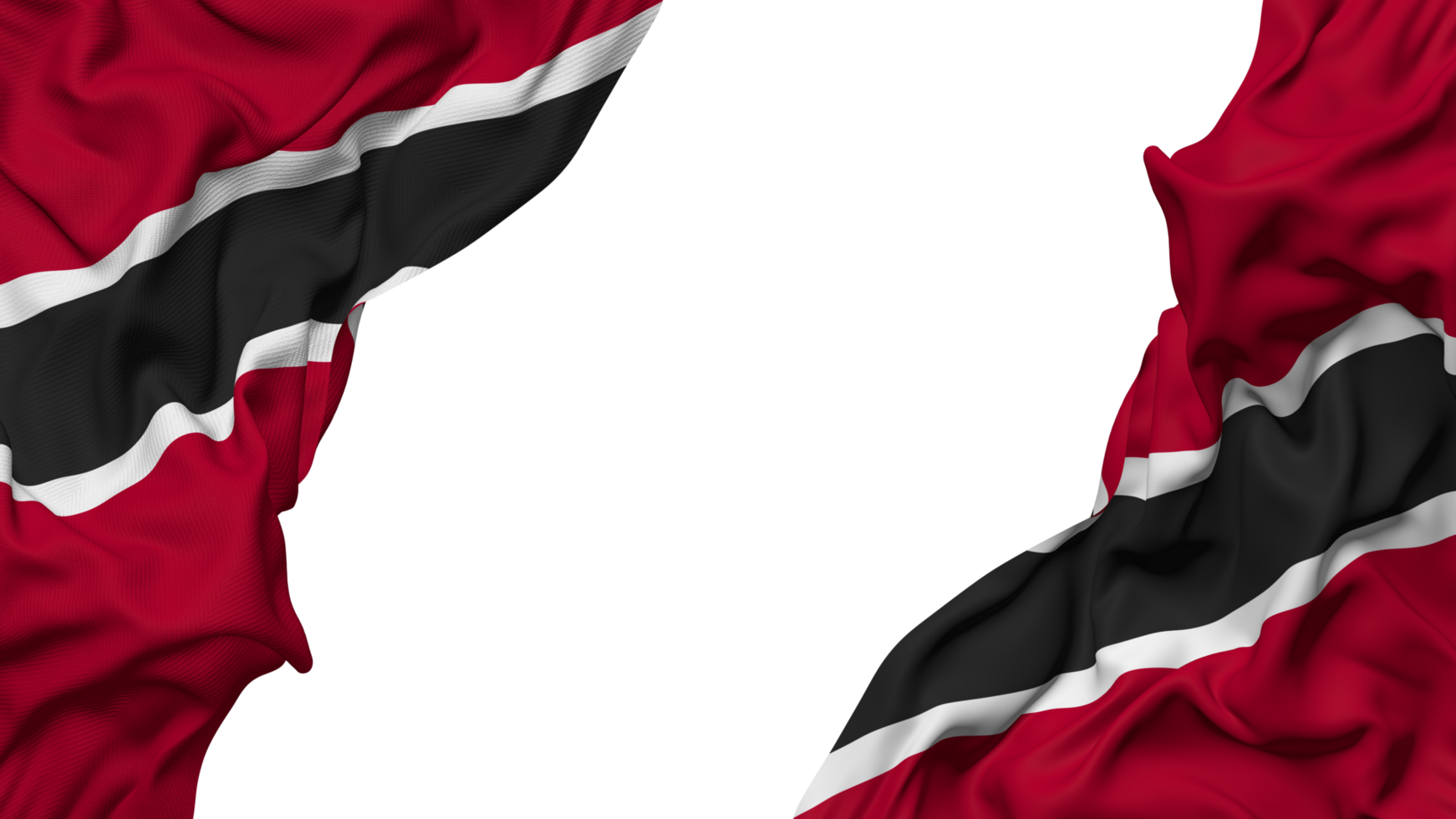 Trinidad and Tobago Flag Cloth Wave Banner in the Corner with Bump and Plain Texture, Isolated, 3D Rendering png