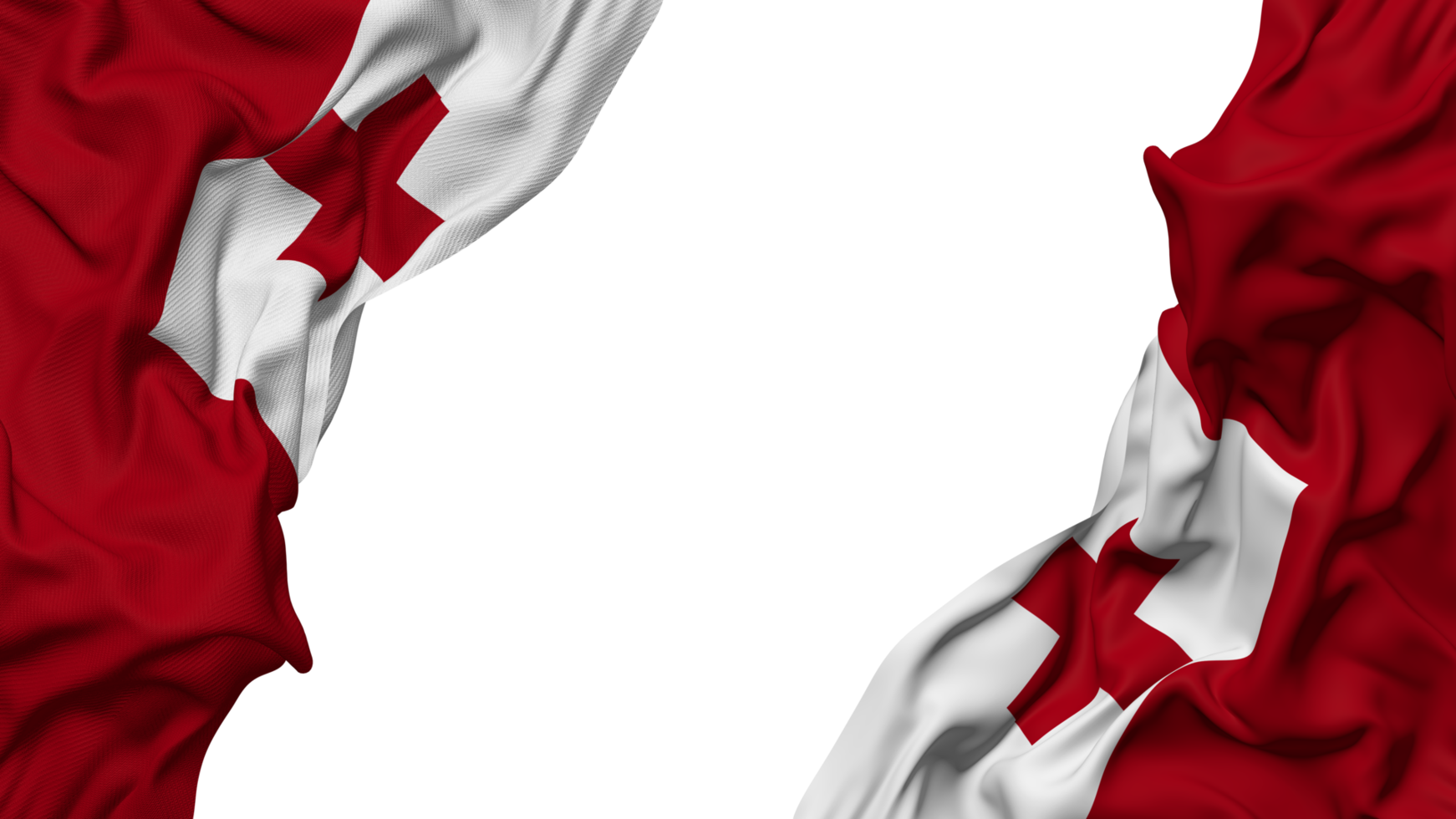 Tonga Flag Cloth Wave Banner in the Corner with Bump and Plain Texture, Isolated, 3D Rendering png