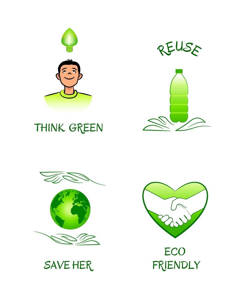 Ecology hand drawn symbolic sketches with slogans vector
