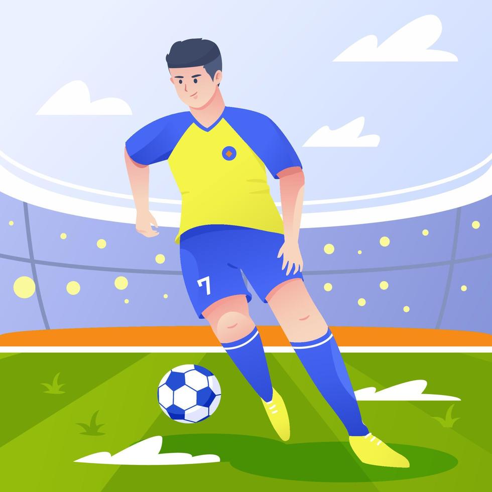 Soccer Player Dribbling a Ball vector