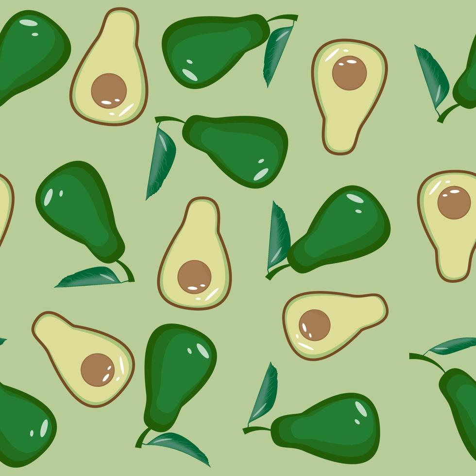 Seamless pattern avocado green leaves on a gentle green olive background. EPS10 vector