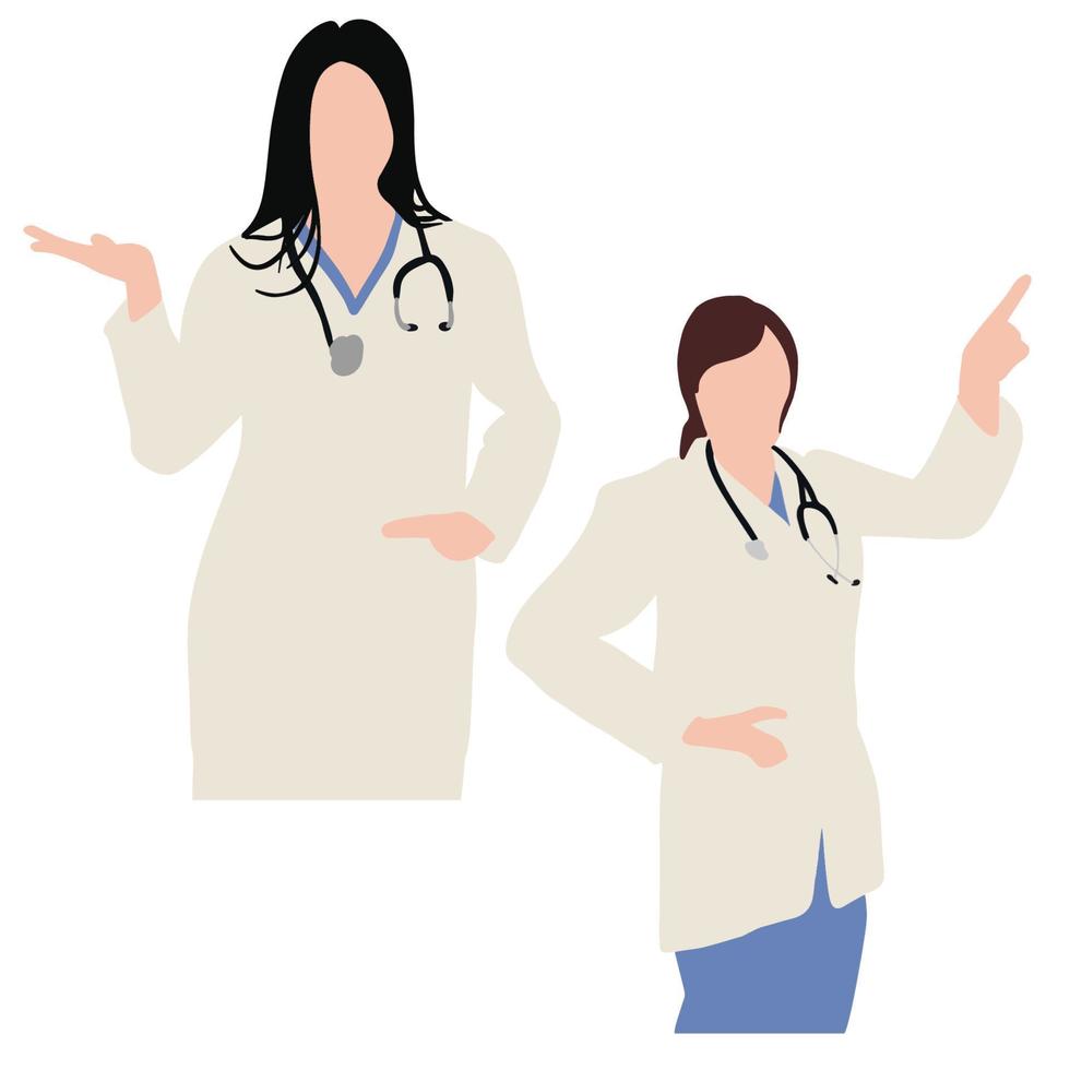 pose of two female doctor ,good for graphic design resources. vector