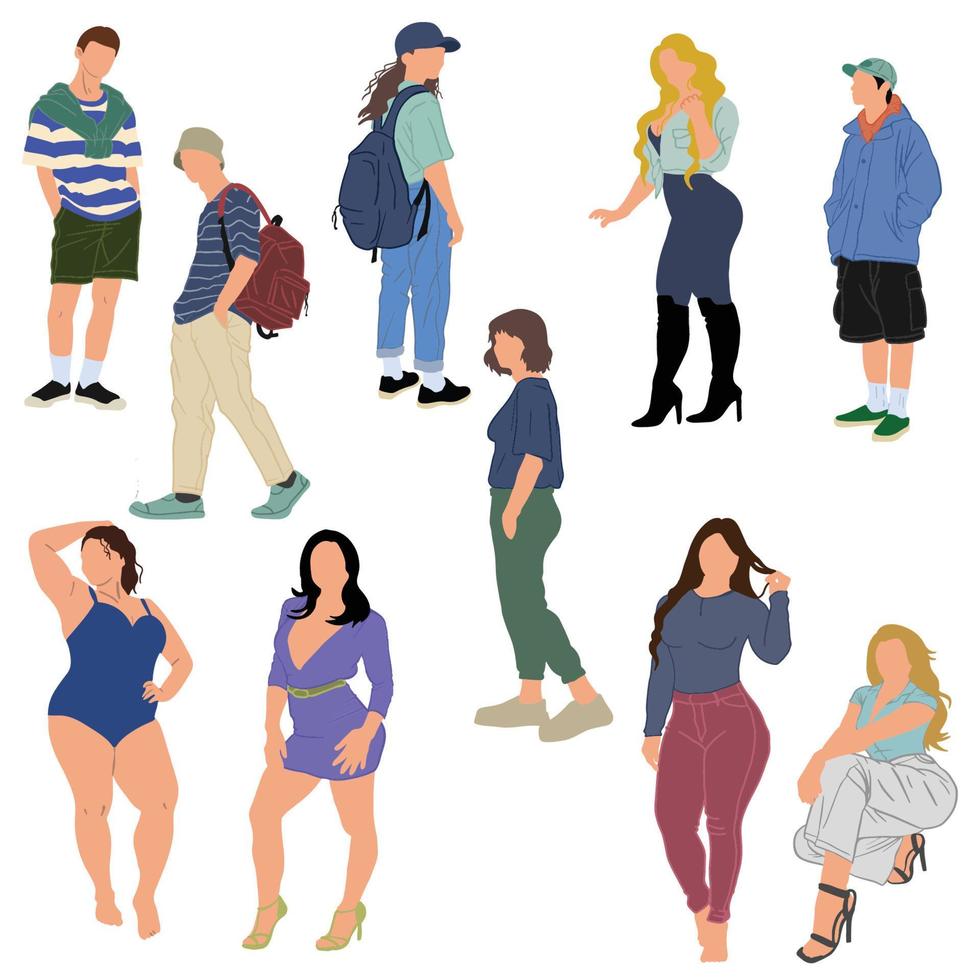 People activity flat graphic sets, good for graphic design resources. vector