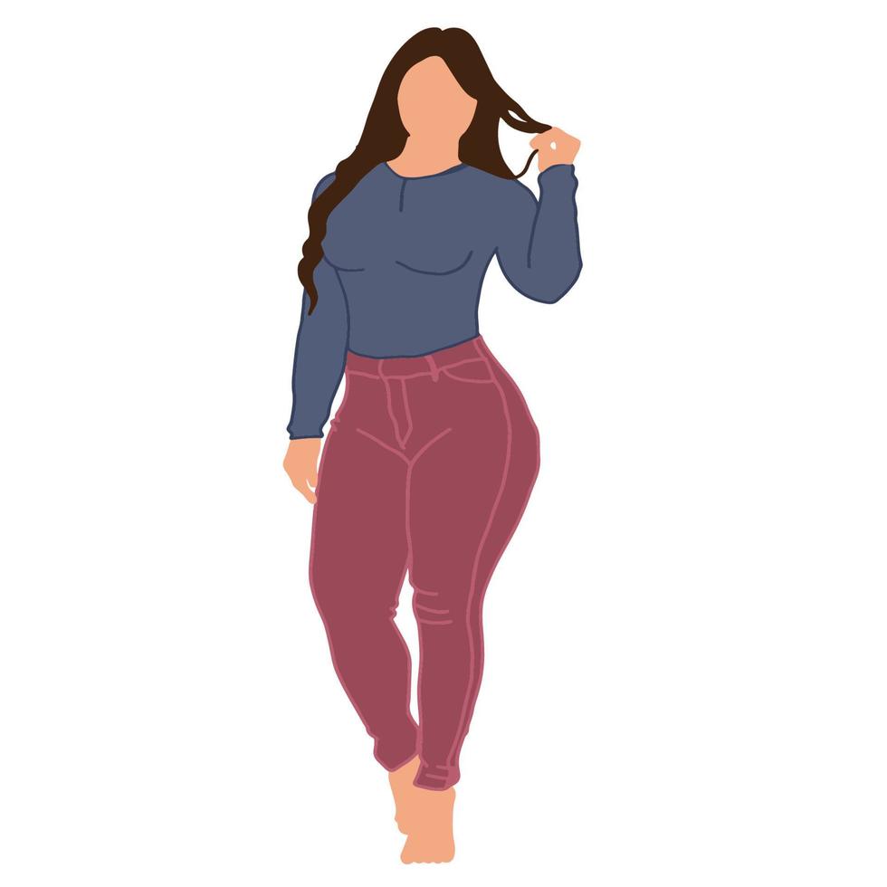 Casual style teenager female, good for graphic design resources. vector