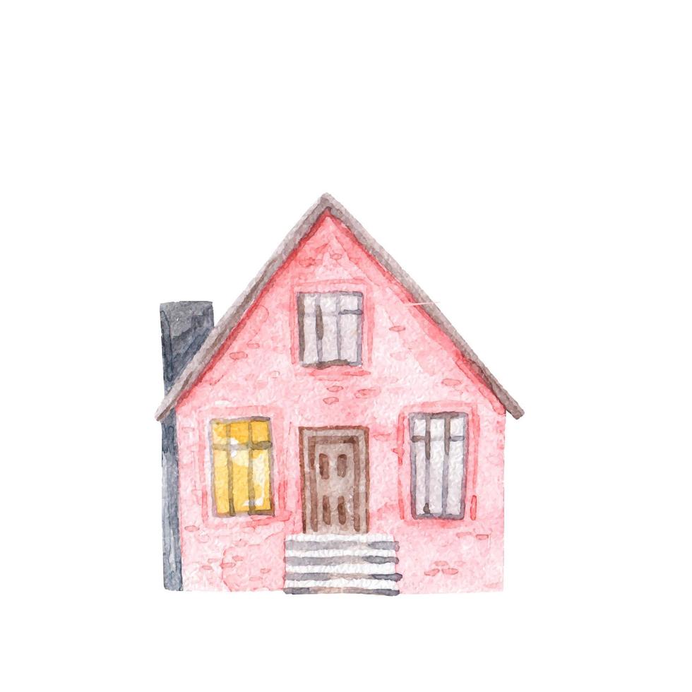 casa en diferente colores y tamaño, acuarela infantil ilustración vector