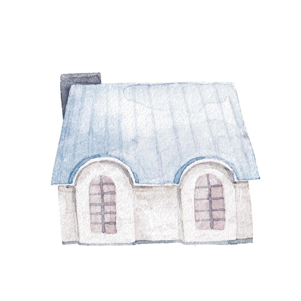 casa en diferente colores y tamaño, acuarela infantil ilustración vector