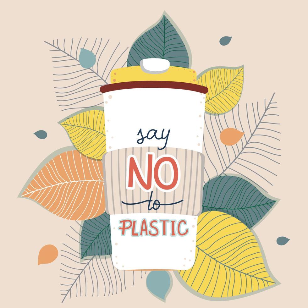Bring your own cup. Ecology friendly shopping. Coffee takeaway, zero waste concept. vector