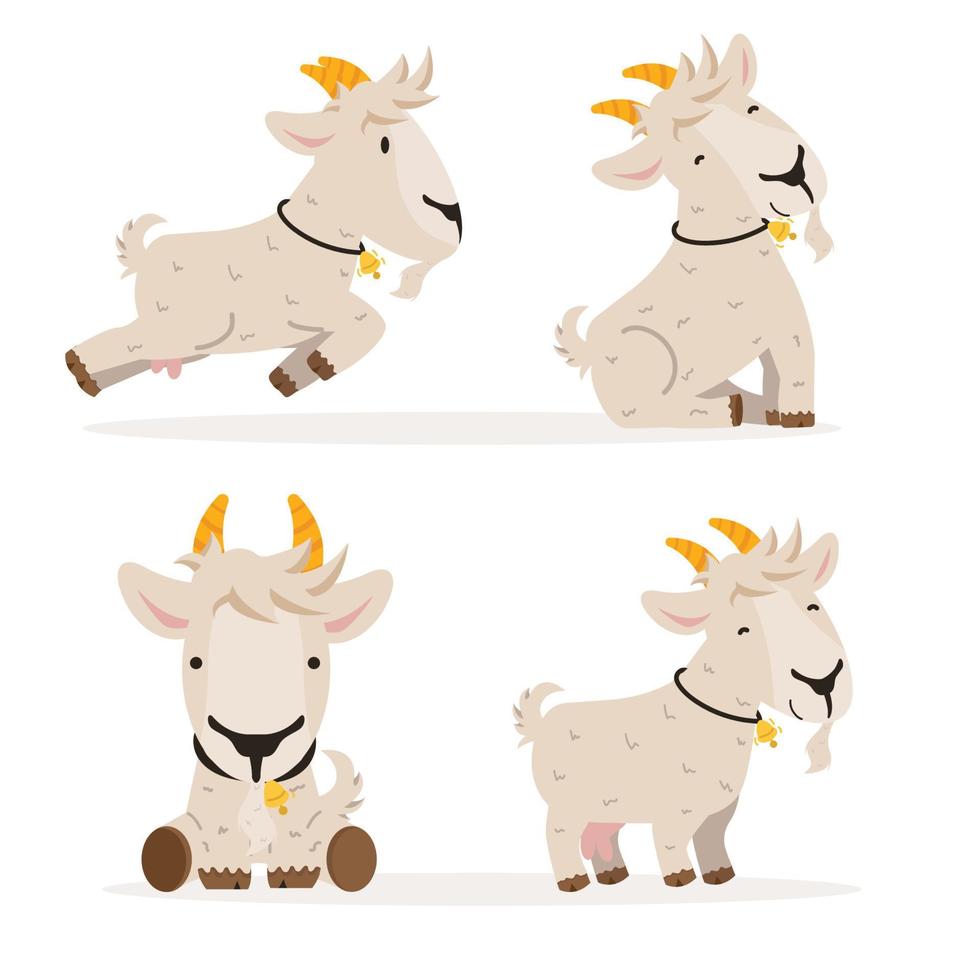 Cute goat cartoon vector set