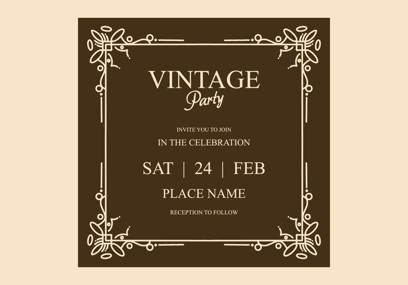 Elegant vintage frame design for invitation card vector