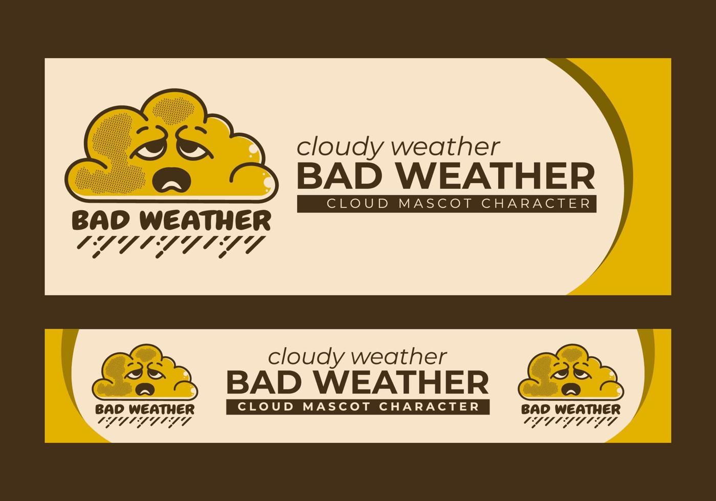 Banner design with picture of a cloud character with sad face vector