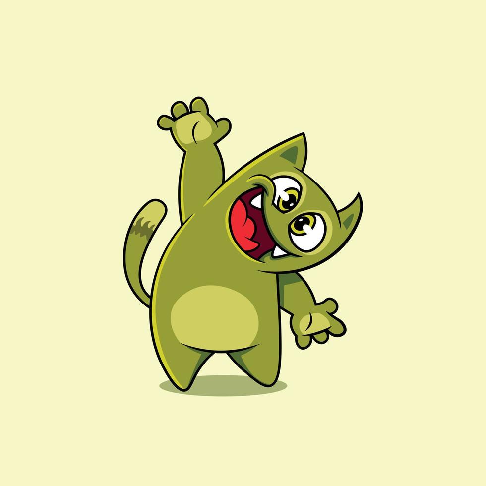 Happy Cat Like Monster Cartoon vector