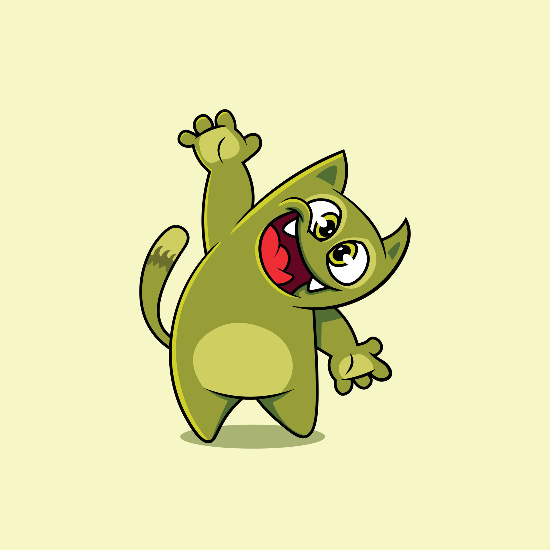 Happy Cat Like Monster Cartoon 22999662 Vector Art at Vecteezy