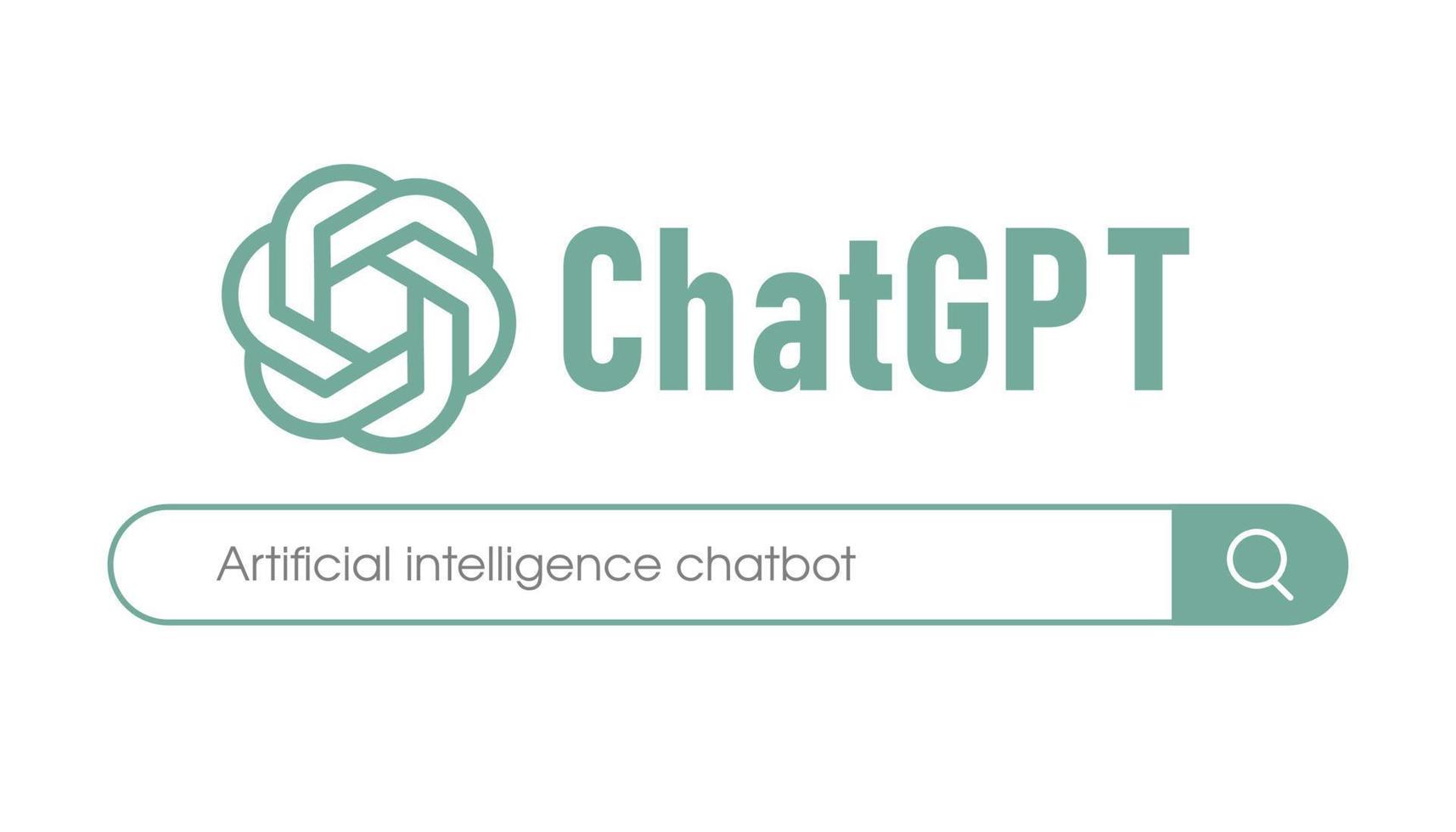 chatgpt ai chatbot concepto, vector ilustración. buscar navegador ventana monitor caja