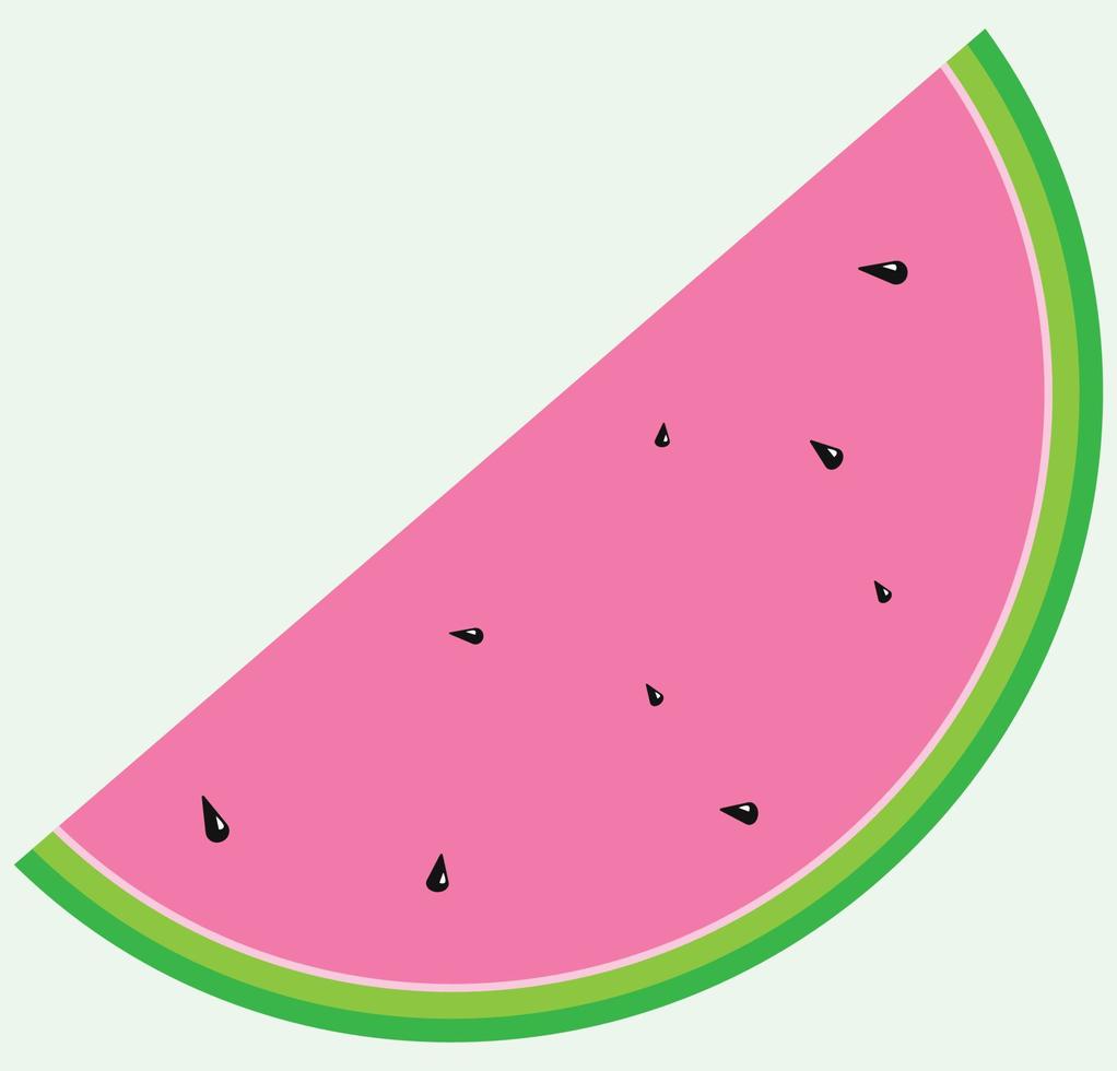 Watermelon slice, simple watermelon illustration vector, pink and green colors, minimalist drawing style, suitable for summer and fruits shop signs and food banner and restaurant menu and social media vector