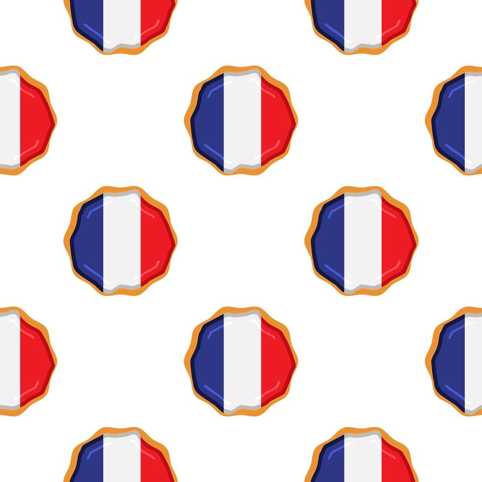 Pattern cookie with flag country France in tasty biscuit vector