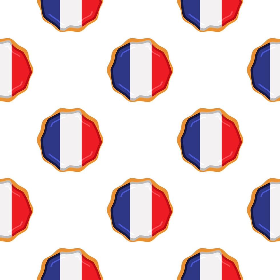 Pattern cookie with flag country France in tasty biscuit vector