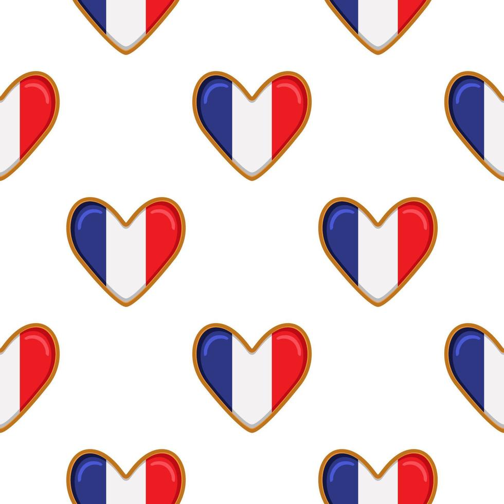 Pattern cookie with flag country France in tasty biscuit vector