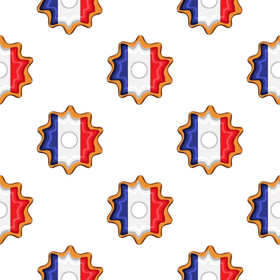 Pattern cookie with flag country France in tasty biscuit vector