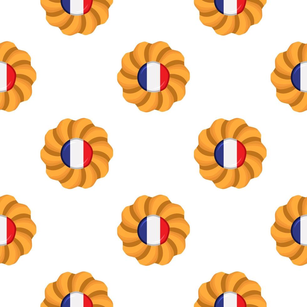 Pattern cookie with flag country France in tasty biscuit vector