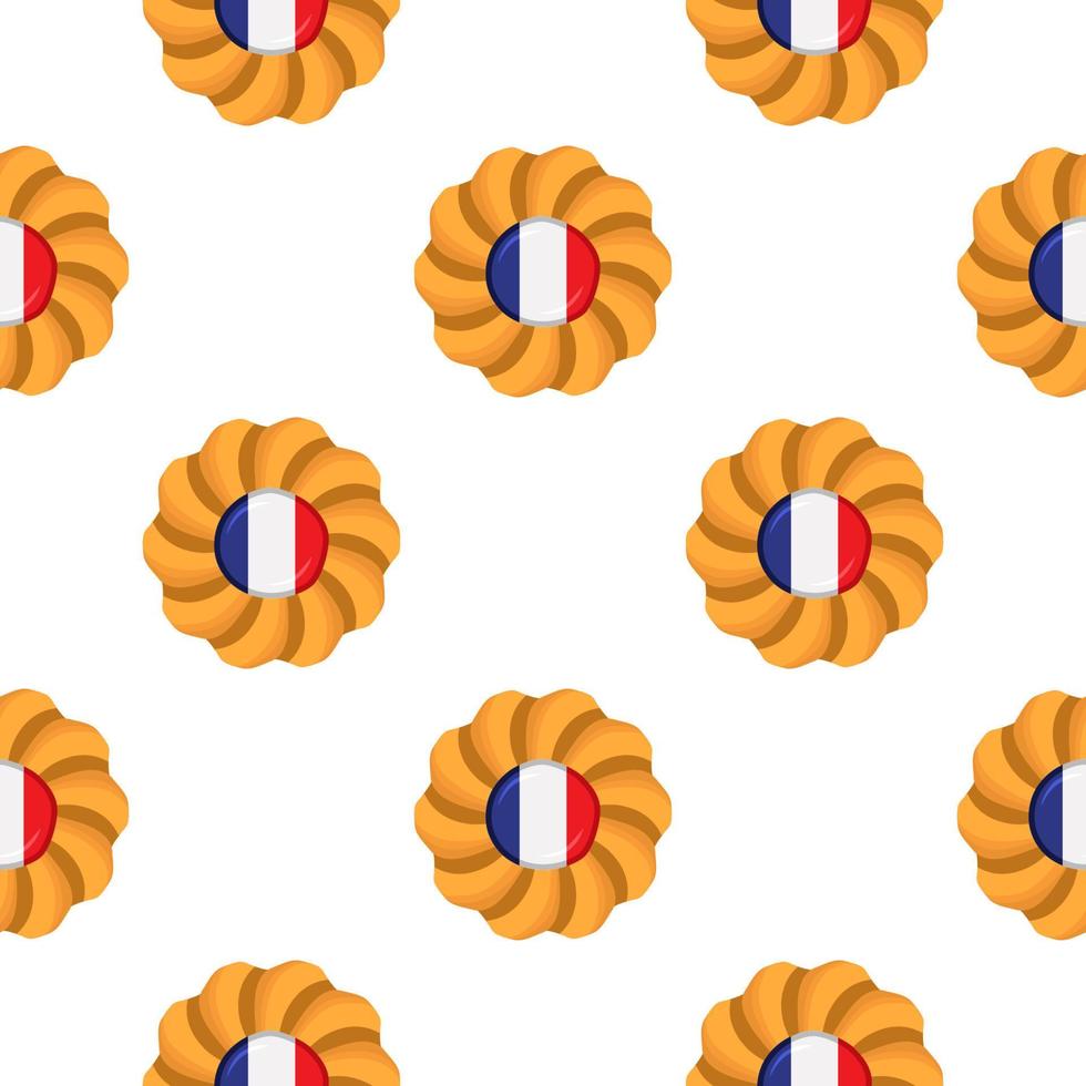 Pattern cookie with flag country France in tasty biscuit vector