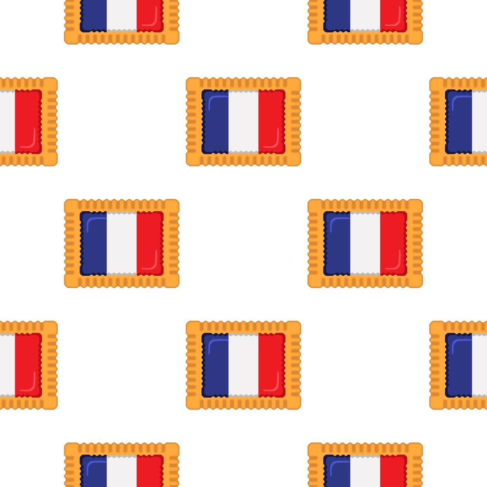 Pattern cookie with flag country France in tasty biscuit vector