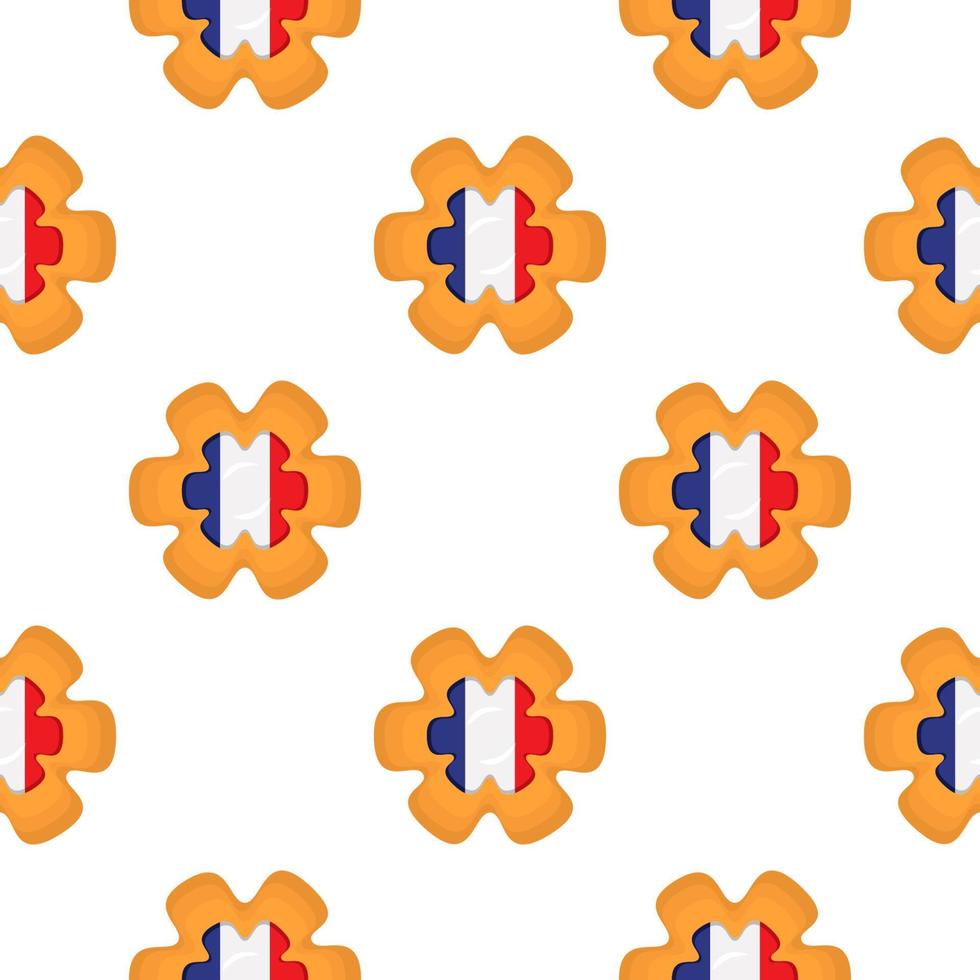 Pattern cookie with flag country France in tasty biscuit vector