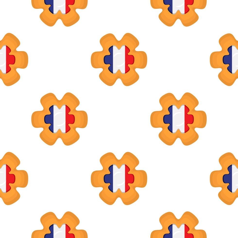 Pattern cookie with flag country France in tasty biscuit vector