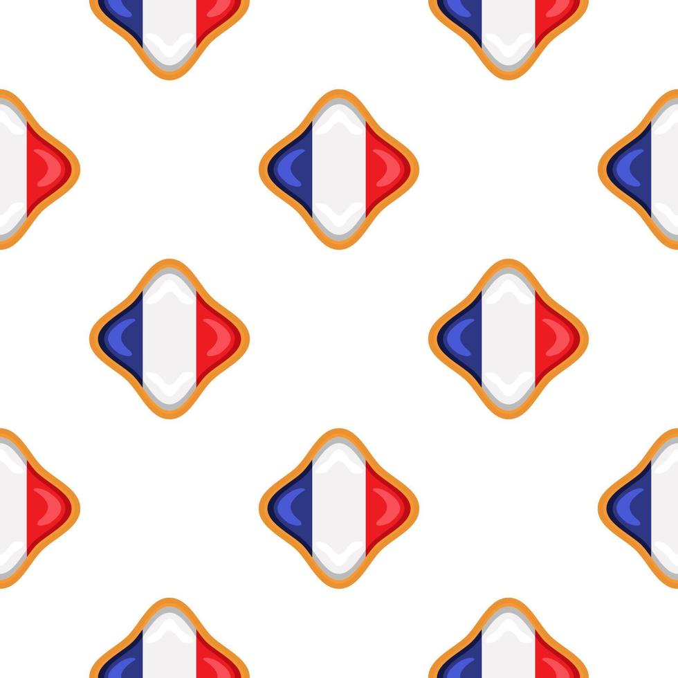 Pattern cookie with flag country France in tasty biscuit vector