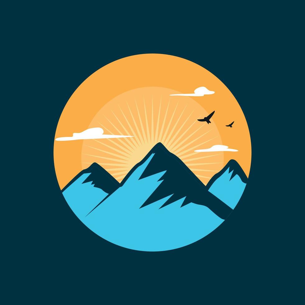 Illustration vector graphic of mountain with circle frame and flat style design, good for t shirt or keychan