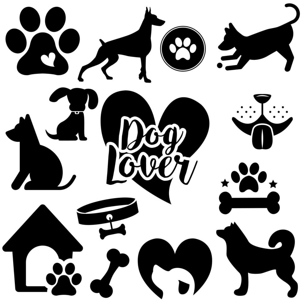 Love dog icon vector set. pet illustration sign collection.