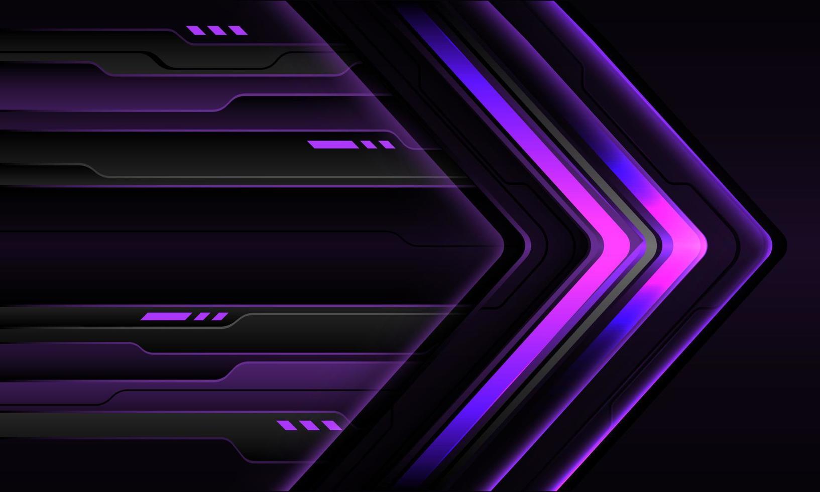 Abstract purple grey black cyber arrow direction geometric layer overlap design modern futuristic technology background vector