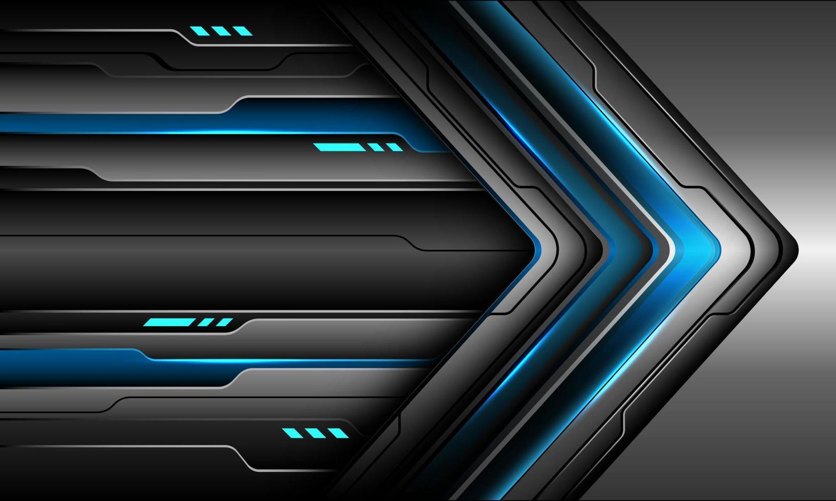 Abstract blue silver black cyber arrow direction geometric layer overlap design modern futuristic technology background vector