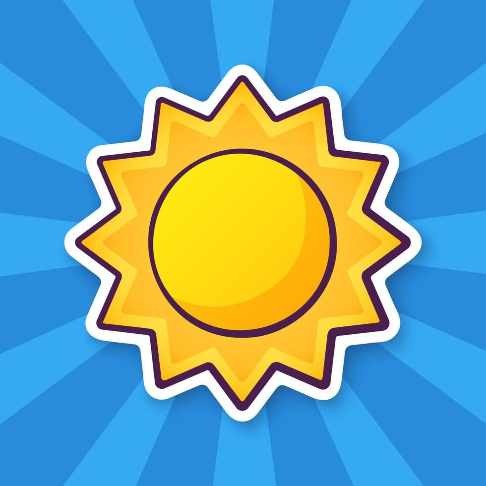 Sticker cute sun vector