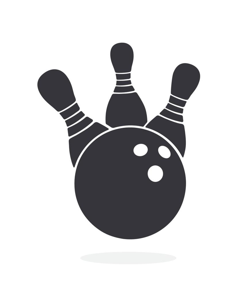 Silhouette of bowling ball knocks down pins vector