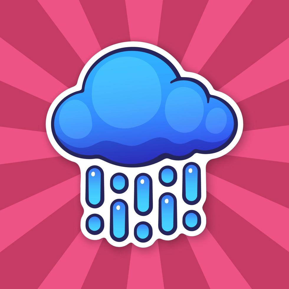 Sticker cloud with rain vector