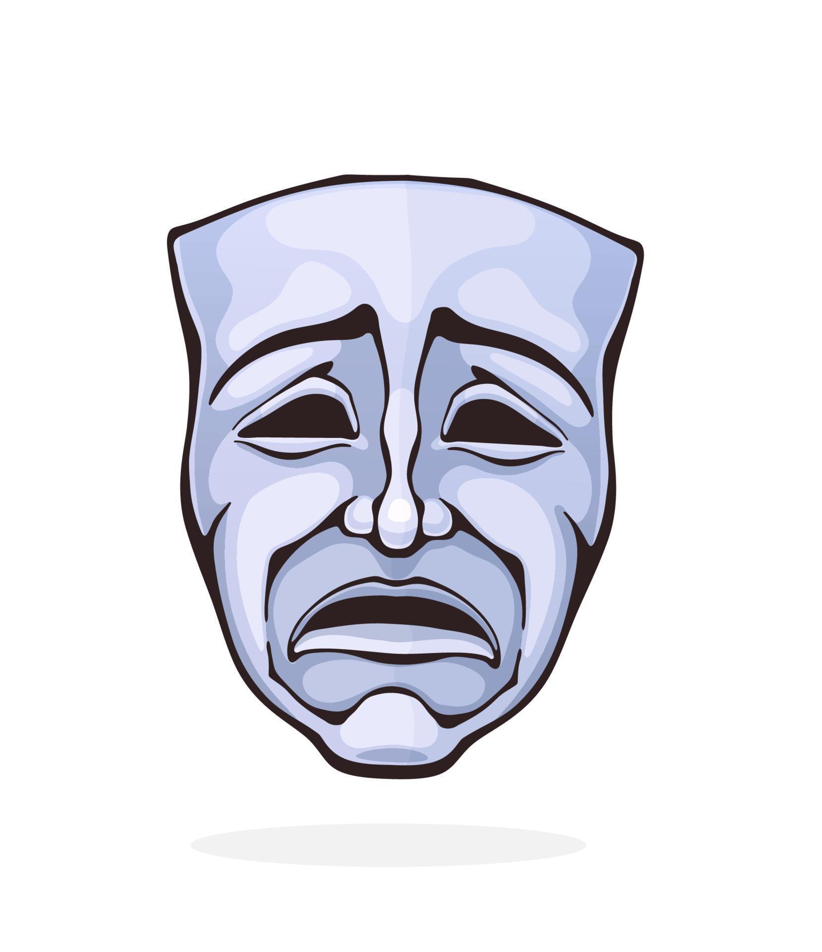 Theatrical drama mask. Vintage opera mask for tragedy actor. Face