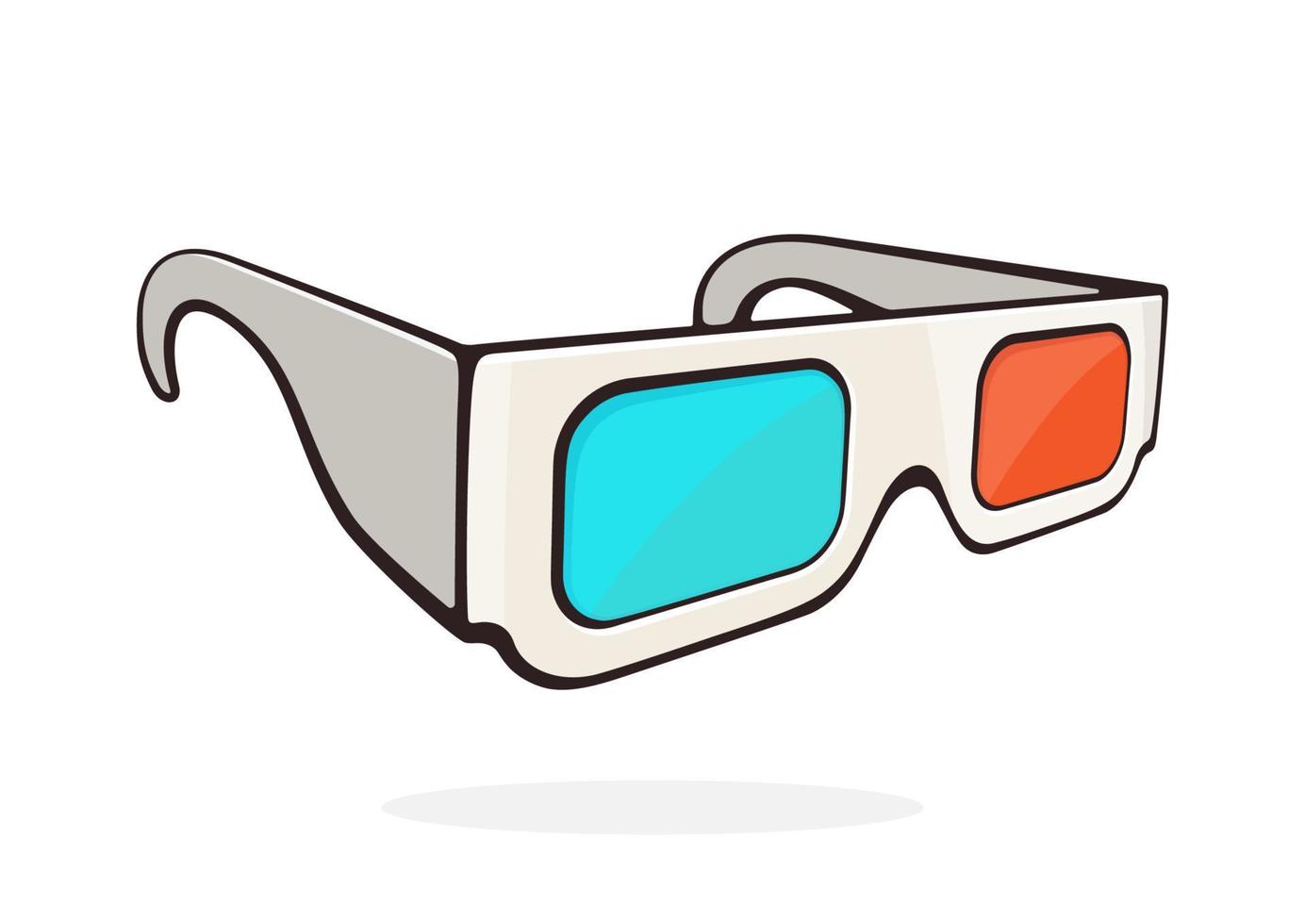 Paper 3d glasses isometric view. Stereo retro glasses for three-dimensional cinema. Symbol of the film industry. Isolated on white background vector