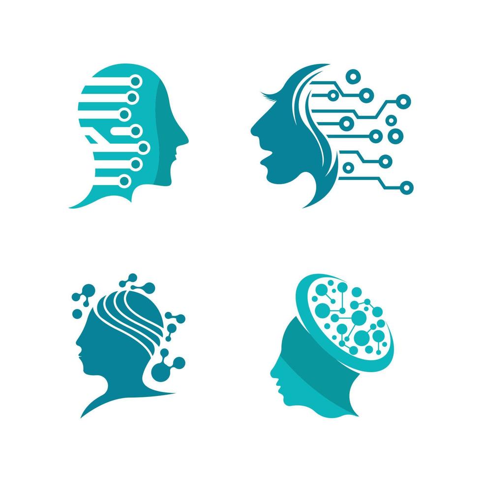 Digital abstract icon human head tech logo vector