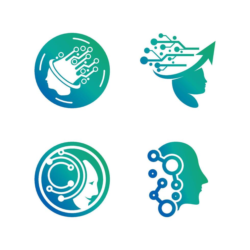 Digital abstract icon human head tech logo vector