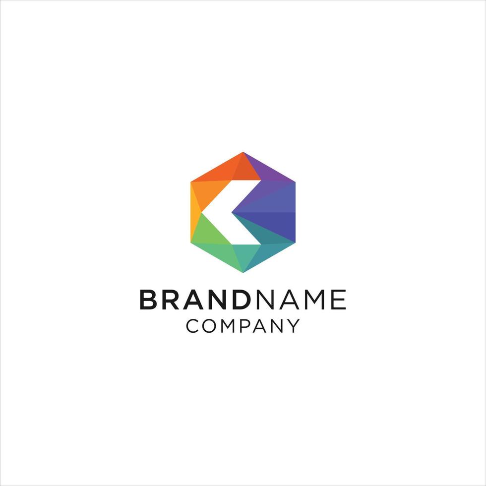 Abstract Hexagonal Logo with K Letter vector