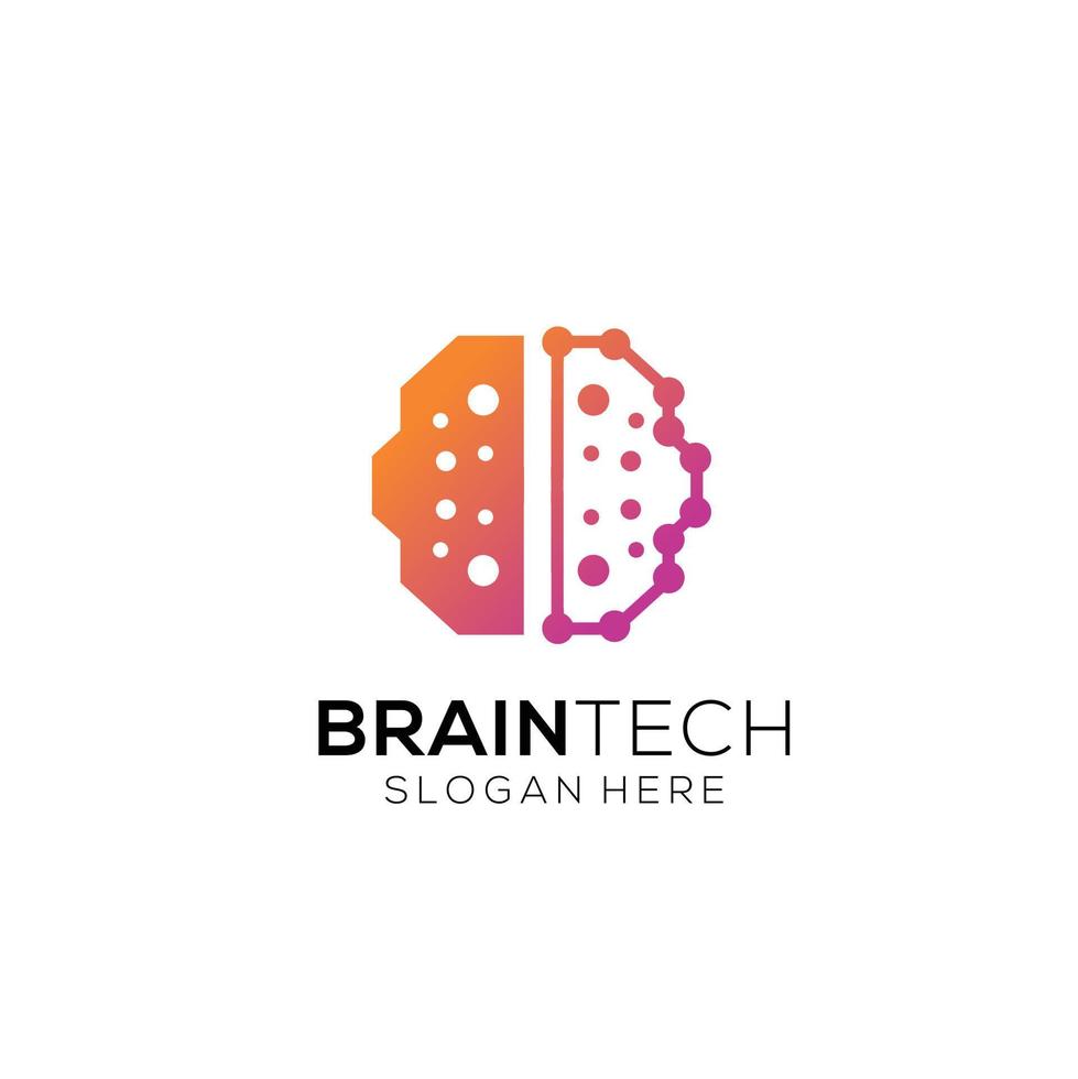 Illustration of Brain Technology Logo Design vector