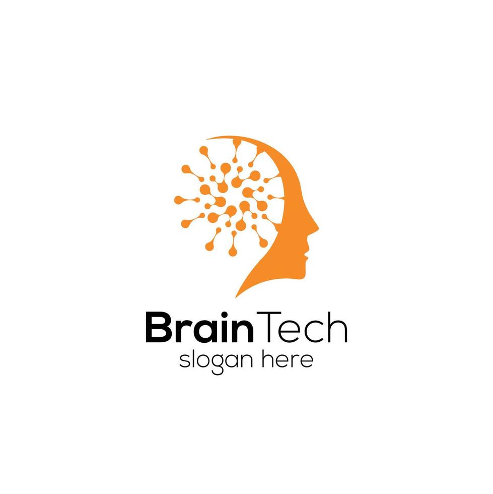 Creative Smart Brain Technology Logo Design Illustration,  Idea logo design inspiration vector